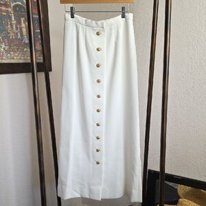 Vintage White Gold Functional Button-Down Midi Maxi Skirt  See Measurements